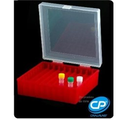 Rack (Criobox) Para 100 Microtubos Tampa Dobradiça Vermelho Alfa Numérico - 2,0 Ml - Cral